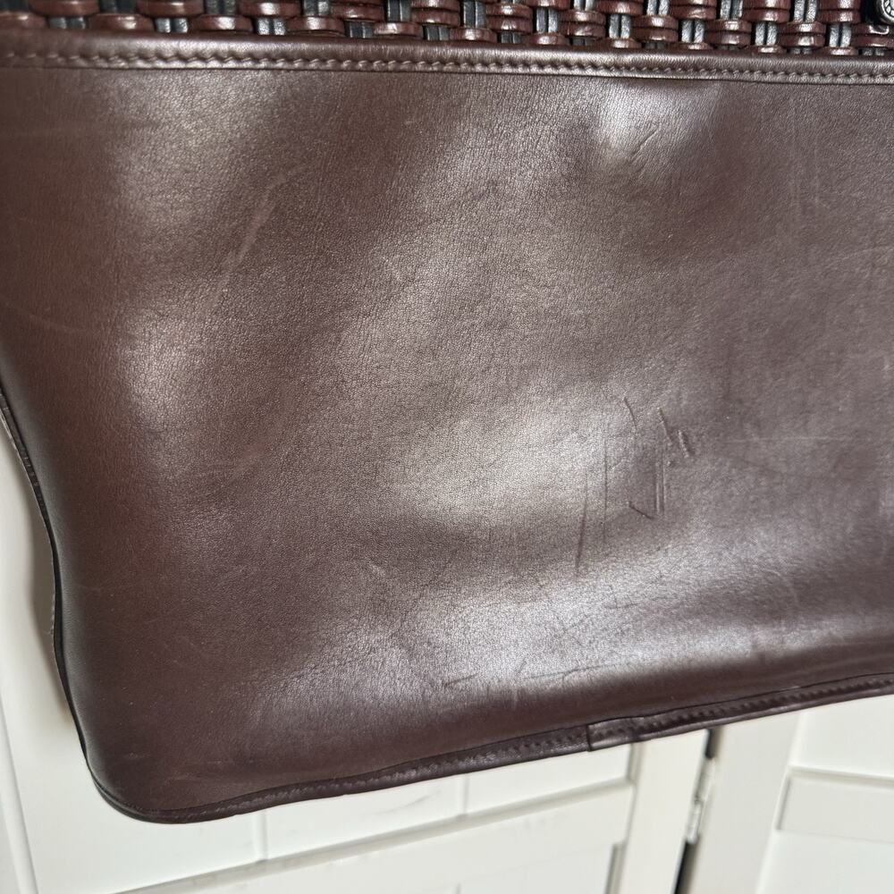 Brighton Brown Leather Basket Weave Design‎ Tote Handbag Purse Vintage - Picture 13 of 13